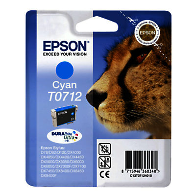 Epson Cheetah T071 Colour Inkjet Printer Cartridge Cyan Epson Cheetah T071 Colour Inkjet Printer Cartridge Cyan